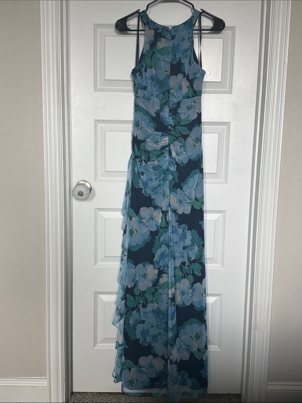 NWT Betsy & Adam Navy & Light Blue Floral Halter Maxi Dress - Picture 10 of 10